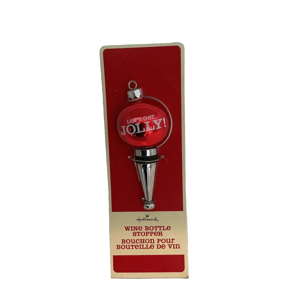 Vintage HALLMARK Christmas Wine Bottle Stopper in Original Packaging JOLLY